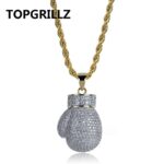 Gold Silver Color Mini Iced Boxing Gloves Necklace Men Iced Out Cubic Zircon Chains Hip Hop/Punk Charms Jewelry Gift – Bild 2