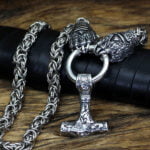 Halskette Bärentatze Thor Hammer Edelstahl Nordische Viking Kette – Bild 3