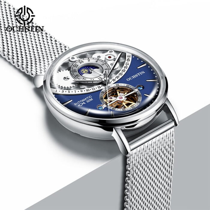 Luxus-Herrenuhr: Mechanische Automatik, Datum, Wochen- und Mondphasenanzeige – Bild 3