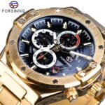 Forsining Herren-Uhren mit goldenem Kalender, mechanischem Uhrwerk und automatischem Aufzug