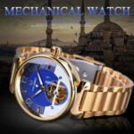 Luxuriöse Forsining Ocean-Uhren mit goldenem Zifferblatt, Skeleton-Anzeige und Edelstahlgehäuse – Bild 2