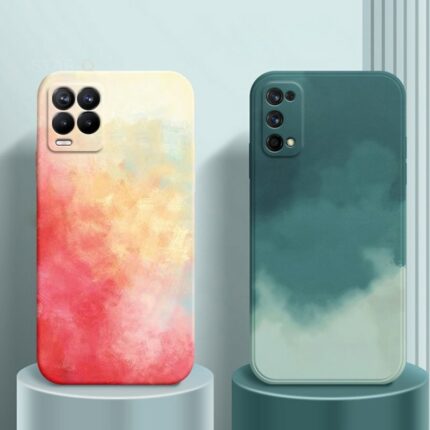 Square Soft Silicone Phone Case For Oppo Realme 8 7 Pro 4g 5g 6 5 6i 5i C3 6s Watercolor Painted Back Cover Realme8 Realme7