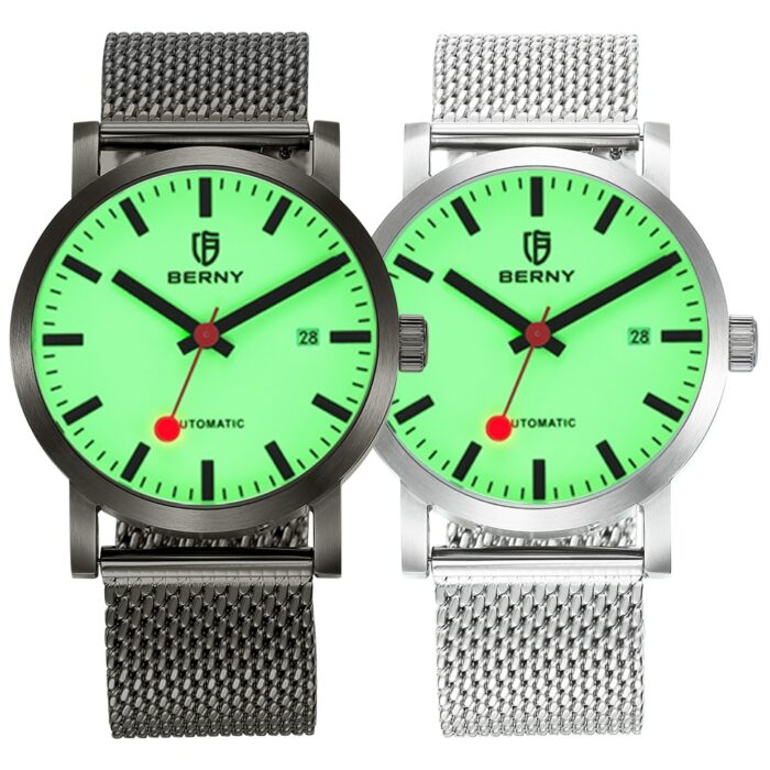103015918-1.jpg BERNY Herren Uhr MIYOTA 8215 Mechanisch Stahl Selbstaufzug Luminous | Luxusuhr Wasserdicht – Bild 2