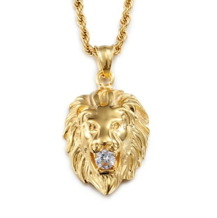 1049345660-1.jpg Peraonality Trend Hip Hop Round Animal Lion Head Pendant Necklaces for Men Jewelry – Bild 6