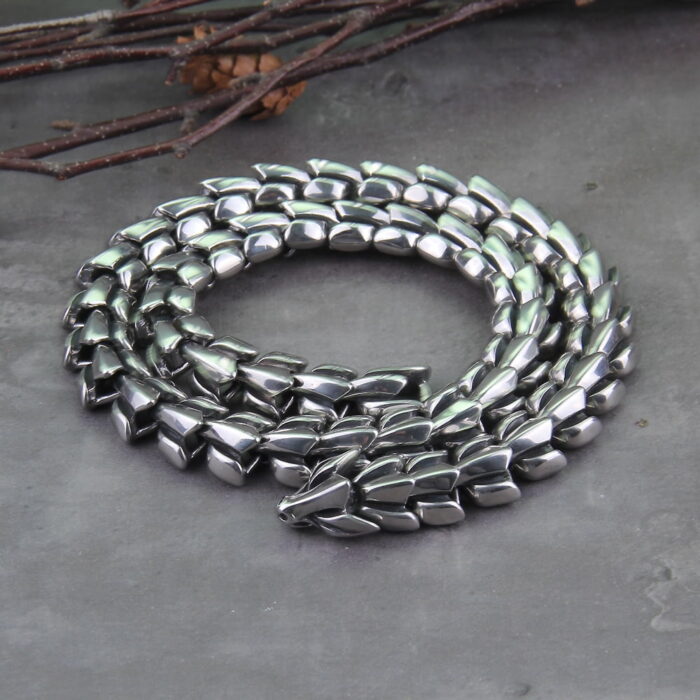 "Viking Ouroboros: Vintage Punk-Halskette für Männer - nie verblassendes Edelstahl-Mode-Schmuckstück aus der Hippop-Street-Kultur" – Bild 1