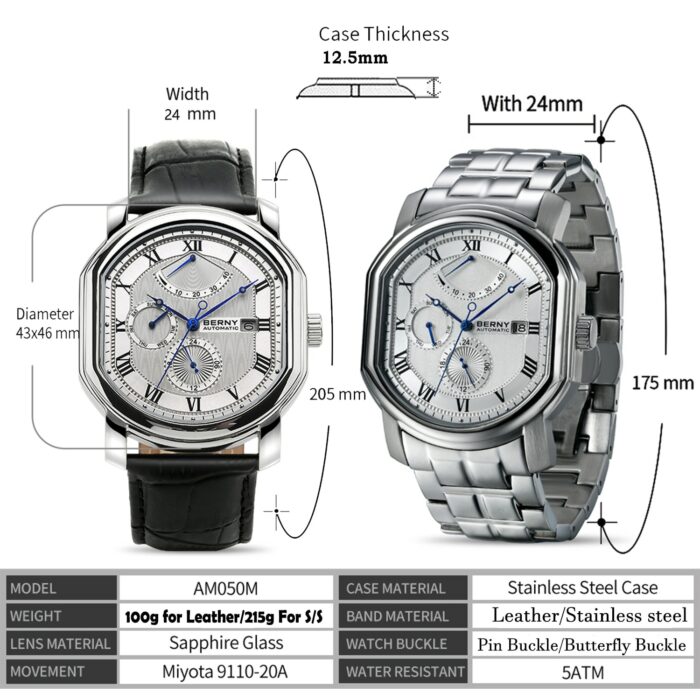 1137131291-1.jpg Luxus-Herrenuhr mit automatischem Miyota 9110-Uhrwerk, Saphirglas & Wasserdicht – Bild 3