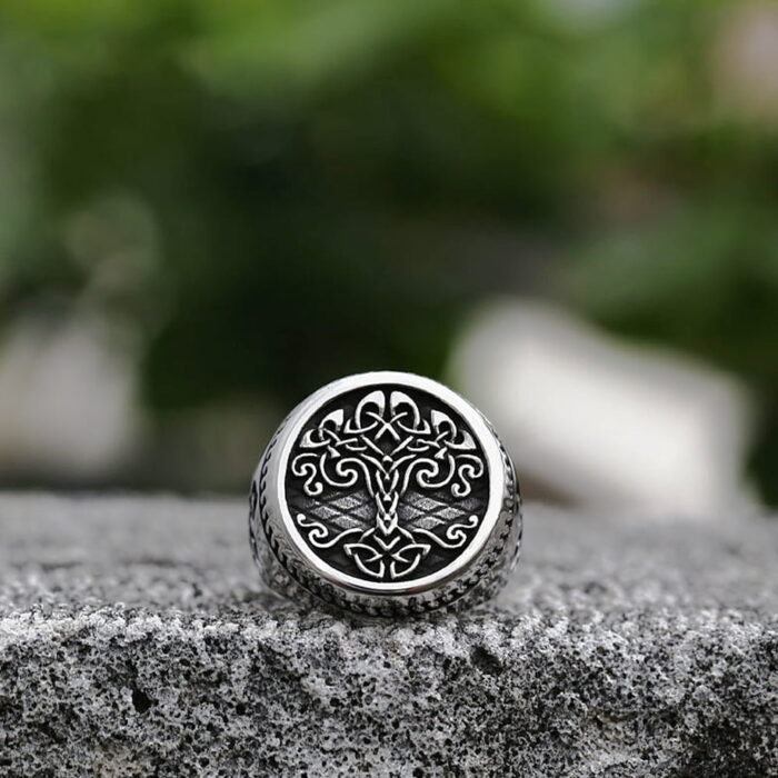 "Vintage Viking Tree of Life Ring - Mythologie-Amulett für Männer aus Edelstahl Yggdrasils Ring, Mode-Schmuckgeschenk" – Bild 3