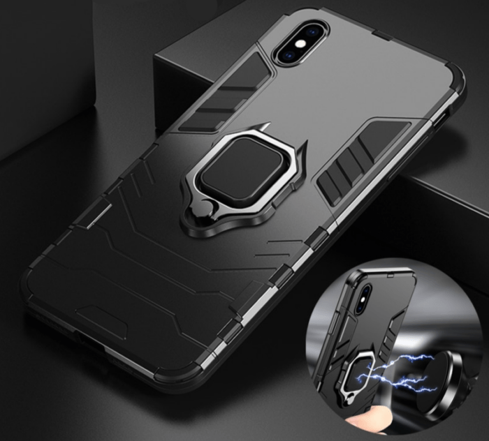 1186811550-1.png Robuste Hülle mit Ringhalter, Stand & magnetischer Anziehung für iPhone XR-8 Plus – Bild 1
