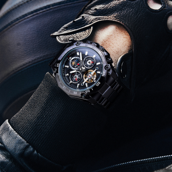 Edelstahl-Armbanduhr mit Automatikwerk, Mondphase & Datumsanzeige: Einzigartig & Stilvoll – Bild 1