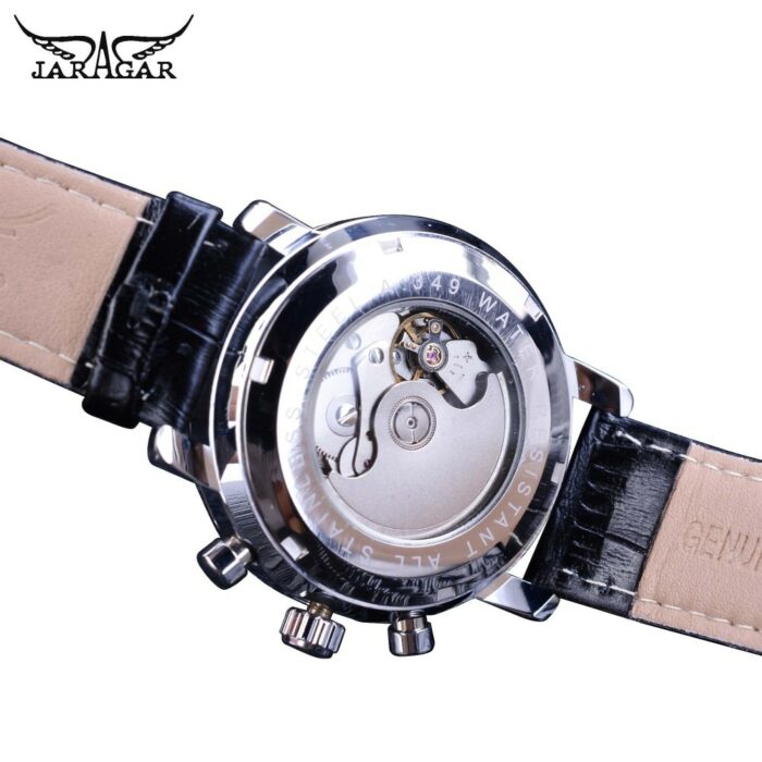 Jaragar Classic Black Moon Phase Roman Date Day Genuine Leather Multifunction Automatic Mens Mechanical Watches Business Relogio – Bild 4