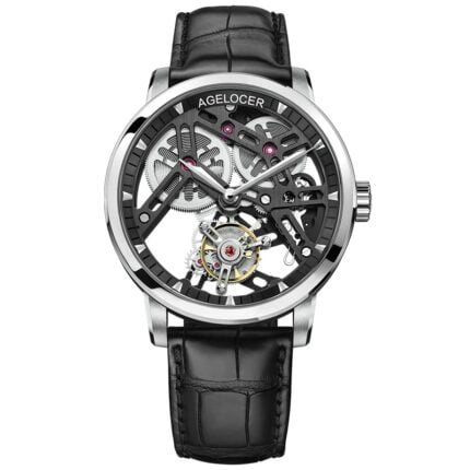 AGELOCER Tourbillon Uhr - Edelstahlgehäuse, Saphir-Uhrschliff, 80 Std. Gangreserve