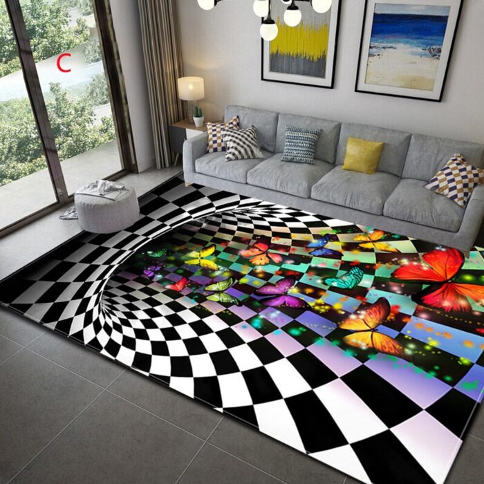 3D Optische Illusion Teppich für Wohn- und Schlafzimmer, abstraktes geometrisches Muster – Bild 3