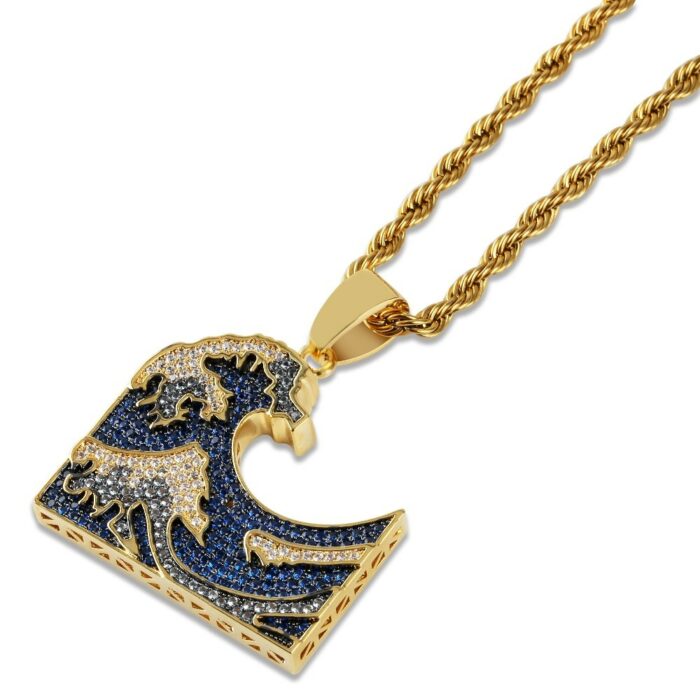 Iced Out Pendant Halskette, Mens/Frauen, buntes Zirkonia, Goldfarben, Hip Hop Charm, Schmuckgeschenk – Bild 5