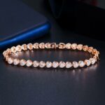 CWWZircons Elegant Chic 585 Gold Color Cute Love Heart Shape CZ Tennis Bracelet Bangle for Women Best Friends Jewelry Gift CB239 – Bild 4