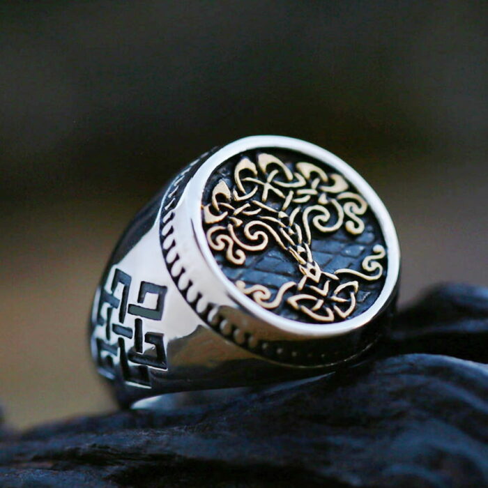 "Vintage Viking Tree of Life Ring - Mythologie-Amulett für Männer aus Edelstahl Yggdrasils Ring, Mode-Schmuckgeschenk" – Bild 1