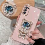 Glänzende Glitter Quicksand Astronaut Handyhülle für Samsung - Ständer + Schutz