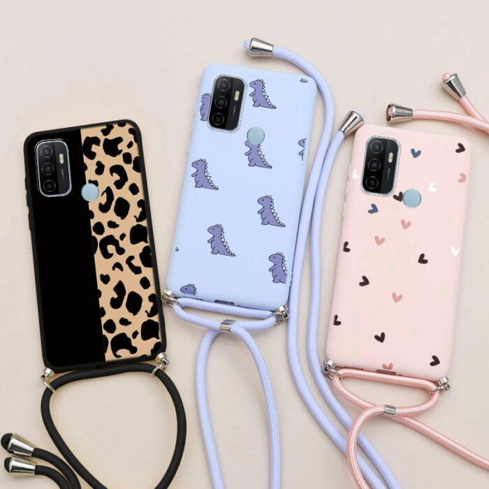 137292649-1.jpg For OPPO A53 Phone Case Silicone Soft TPU Back Cover For OPPO A53S A32 OPPOA53 A 53 2020 6.5'' Fashion Lanyard Rope Fundas Coque – Bild 1