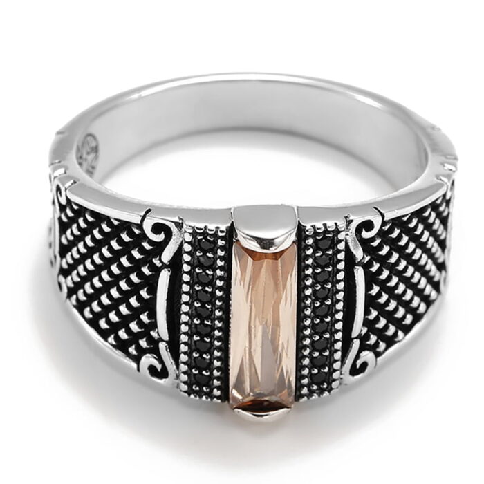 Fashion Beautiful Gift Personality Jewelry Punk Snake Scale Champagne Zircon Ring for Men – Bild 1