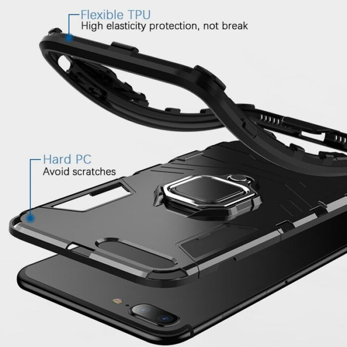 1474403470-1.jpg Robuste Hülle mit Ringhalter, Stand & magnetischer Anziehung für iPhone XR-8 Plus – Bild 4