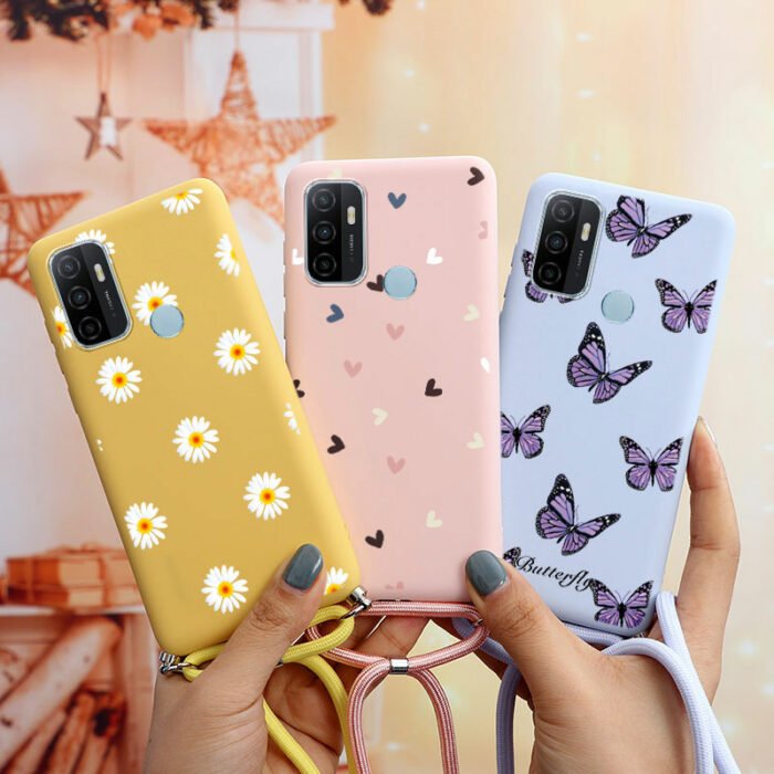 1521827962-1.jpg For OPPO A53 Phone Case Silicone Soft TPU Back Cover For OPPO A53S A32 OPPOA53 A 53 2020 6.5'' Fashion Lanyard Rope Fundas Coque – Bild 2