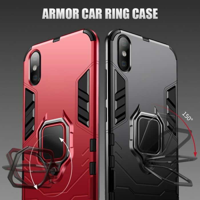 1572710765-1.jpg Robuste Hülle mit Ringhalter, Stand & magnetischer Anziehung für iPhone XR-8 Plus – Bild 3