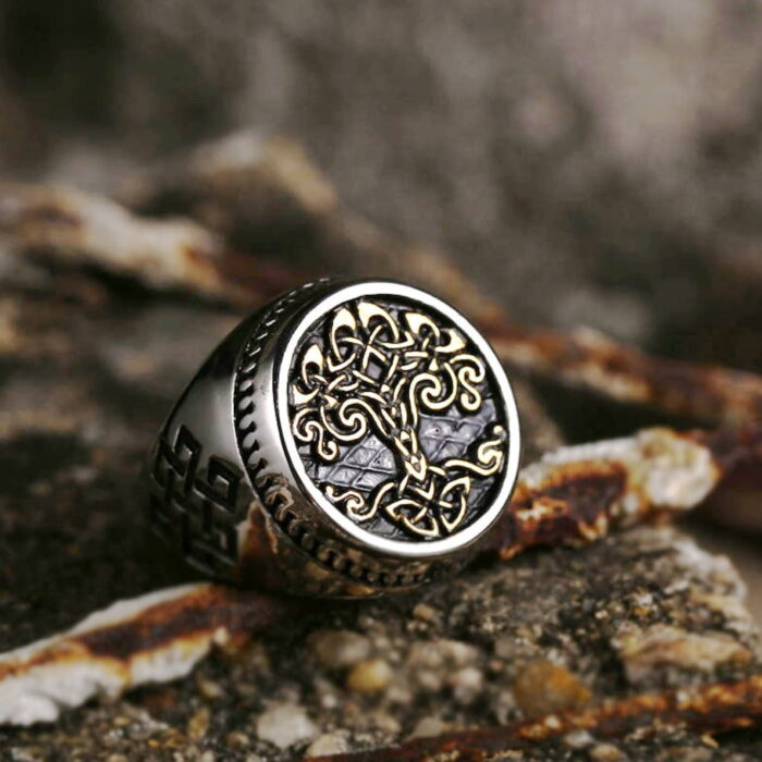 "Vintage Viking Tree of Life Ring - Mythologie-Amulett für Männer aus Edelstahl Yggdrasils Ring, Mode-Schmuckgeschenk" – Bild 5