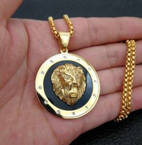 Peraonality Trend Hip Hop Round Animal Lion Head Pendant Necklaces for Men Jewelry – Bild 3