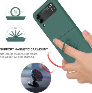 Luxus Magnetringhalter Handyhülle für Samsung Galaxy Z Flip Fold 4 3 - Pure Farben, Liquid Silikon & Magnetringhalter – Bild 4