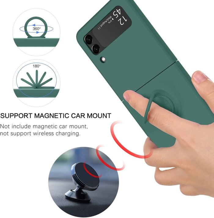 Luxus Magnetringhalter Handyhülle für Samsung Galaxy Z Flip Fold 4 3 - Pure Farben, Liquid Silikon & Magnetringhalter – Bild 4