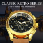 Forsining Wasserdichte automatische mechanische Uhr für Herren Lederarmband Luxus Sport Herren Armbanduhren – Bild 2