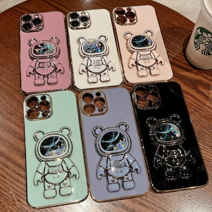 1691569036-1.jpg Glänzende Glitter Quicksand Astronaut Handyhülle für Samsung - Ständer + Schutz – Bild 6