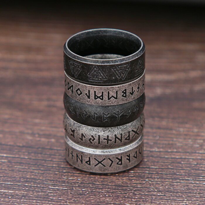 Nordic Retro Viking Rune Ring For Men Women Simple 316L Stainless Steel Odin Letter Viking Rings Couple Amulet Jewelry Gifts – Bild 2