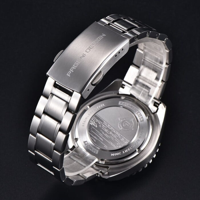 PAGANI DESIGN Luxuriöse Retro Weinrote Herrenuhr Automatik Aufzug NH35A Saphir 200M Wasserdicht Edelstahl – Bild 5