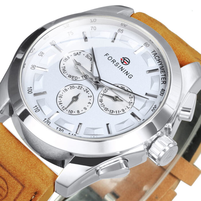 1856550382-1-1.jpg Forsining Wasserdichte automatische mechanische Uhr für Herren Lederarmband Luxus Sport Herren Armbanduhren – Bild 1