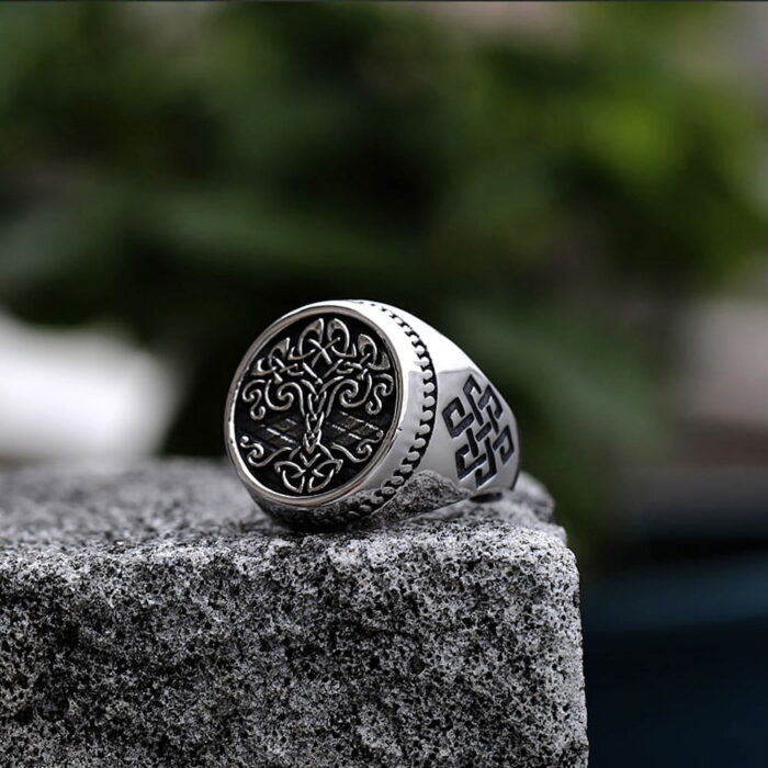 "Vintage Viking Tree of Life Ring - Mythologie-Amulett für Männer aus Edelstahl Yggdrasils Ring, Mode-Schmuckgeschenk" – Bild 4