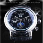 Jaragar Classic Black Moon Phase Roman Date Day Genuine Leather Multifunction Automatic Mens Mechanical Watches Business Relogio – Bild 2