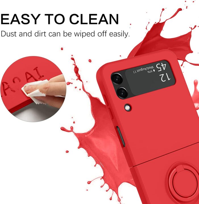 Luxus Magnetringhalter Handyhülle für Samsung Galaxy Z Flip Fold 4 3 - Pure Farben, Liquid Silikon & Magnetringhalter – Bild 5