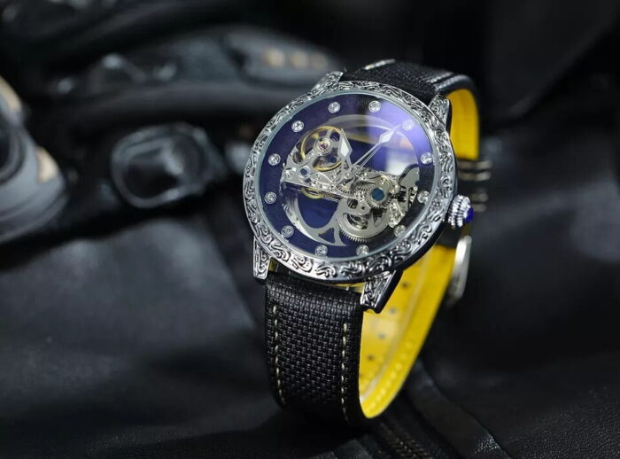 FORSINING Luxus Skelettuhr: Automatik, Leuchtend, Lederband, Stahlmechanisch für Männer – Bild 4