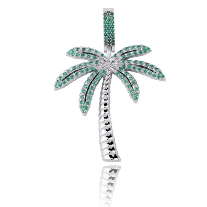 TOPGRILLZ Coconut Tree Iced Out Cubic Zircon Pendant& Necklace Gold Silver Color Plated Hip Hop Men's Jewelry – Bild 2