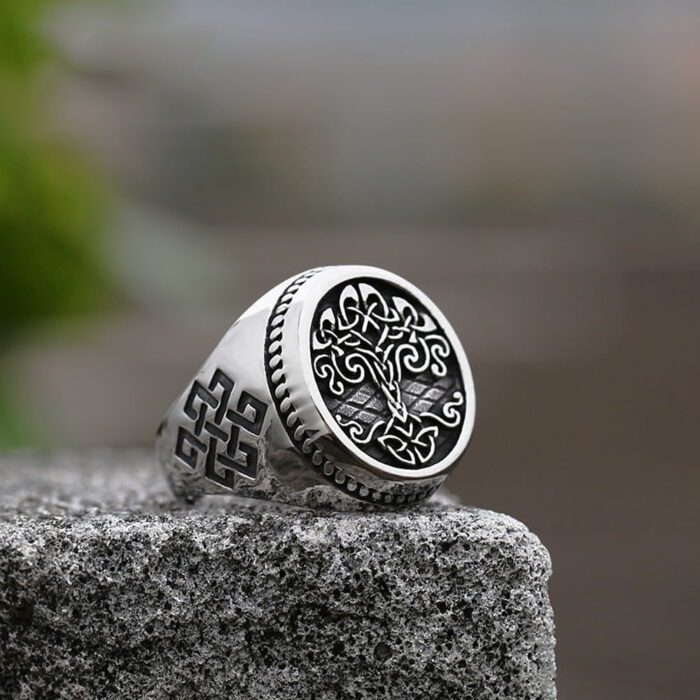 "Vintage Viking Tree of Life Ring - Mythologie-Amulett für Männer aus Edelstahl Yggdrasils Ring, Mode-Schmuckgeschenk" – Bild 2