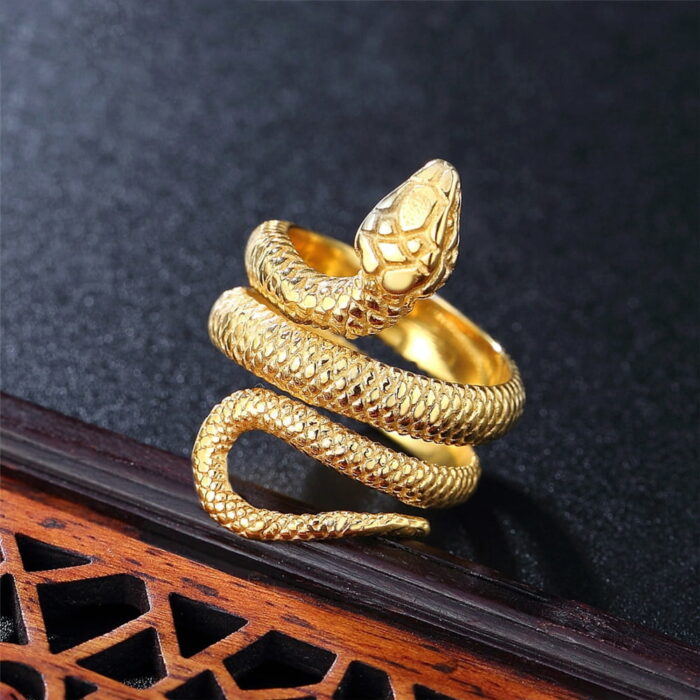 Simple Stainless Steel Snake Ring For Men Women Punk Hip Hop Fashion Couple Ring Men's Gold Color Ring Jewelry For The Best Him – Bild 1