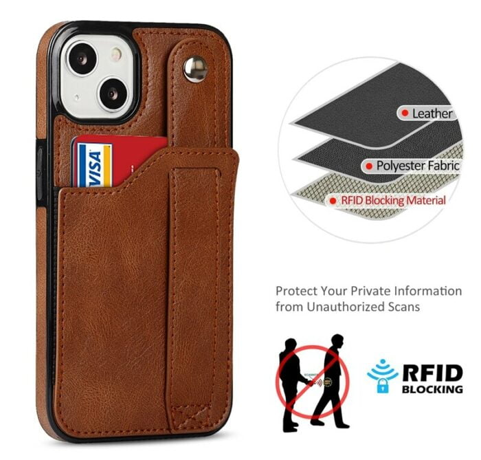 Elegant & Funktional Handy Tasche mit Kartenslot & Handgelenk-Gurt für iPhone – Bild 5
