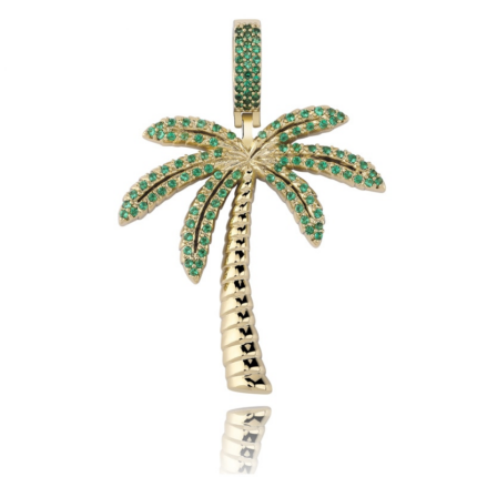 TOPGRILLZ Coconut Tree Iced Out Cubic Zircon Pendant& Necklace Gold Silver Color Plated Hip Hop Men's Jewelry