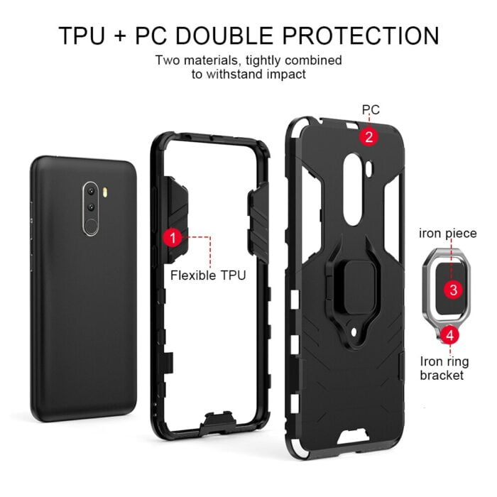 Schutz und Stil für Ihr Xiaomi Pocophone F1: Dual-Layer Armor Hülle mit magnetischem Halterungsring – Bild 3