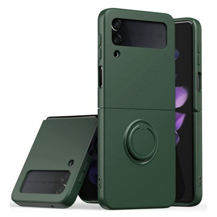 Luxus Magnetringhalter Handyhülle für Samsung Galaxy Z Flip Fold 4 3 - Pure Farben, Liquid Silikon & Magnetringhalter – Bild 6