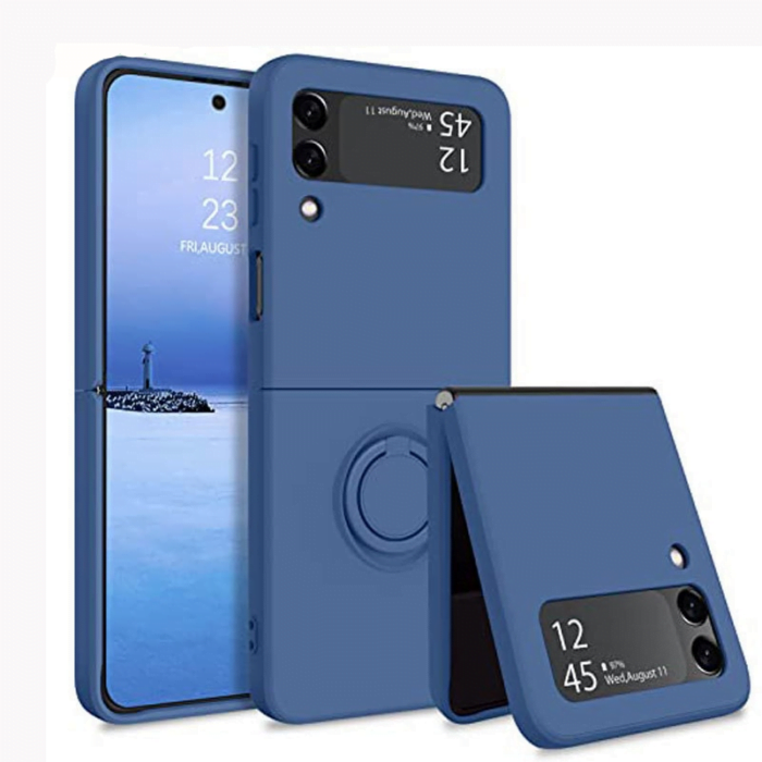 279143252-1.png Luxus Magnetringhalter Handyhülle für Samsung Galaxy Z Flip Fold 4 3 - Pure Farben, Liquid Silikon & Magnetringhalter – Bild 1