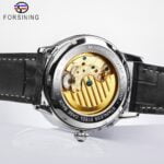 Forsining Fashion: Elegante Automatikuhr mit Kristall Lünette, Laser-Black-Design und wasserdichtem Genuine-Leather-Band" – Bild 5