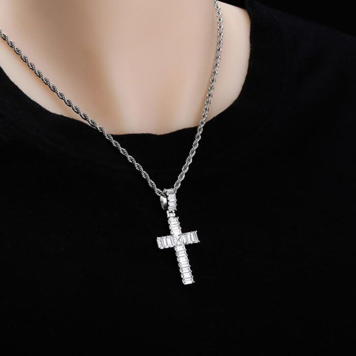 324520885-1.jpg TOPGRILLZ Hip Hop Cross Pendant With Baguette Stone Micro Pave Prong Setting Iced Cubic Zirconia Fashion Jewelry Gift Men Women – Bild 4