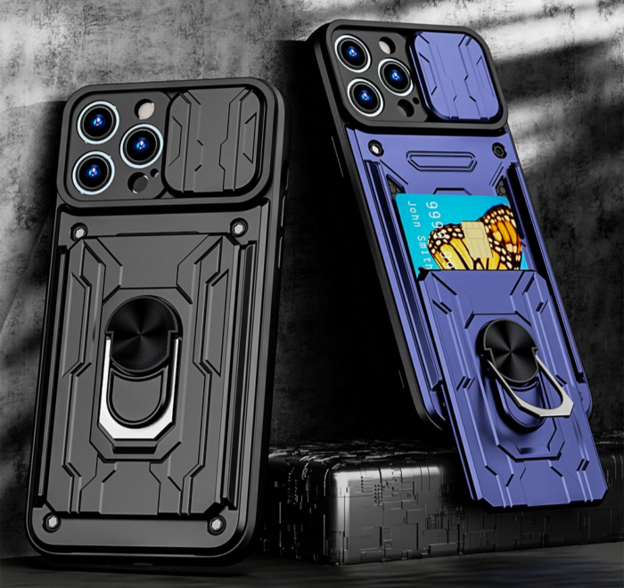 Robuste Schutzhülle mit Kartensteckplatz&Ringhalter für iPhone 13/12/11 Pro Max – Bild 1