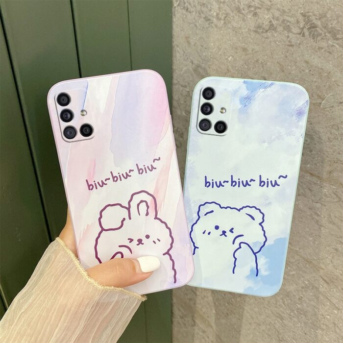 Stylisches Cartoon-Tier Liquid Silikon Case für Samsung Galaxy Serie mit Lensenschutz – Bild 2
